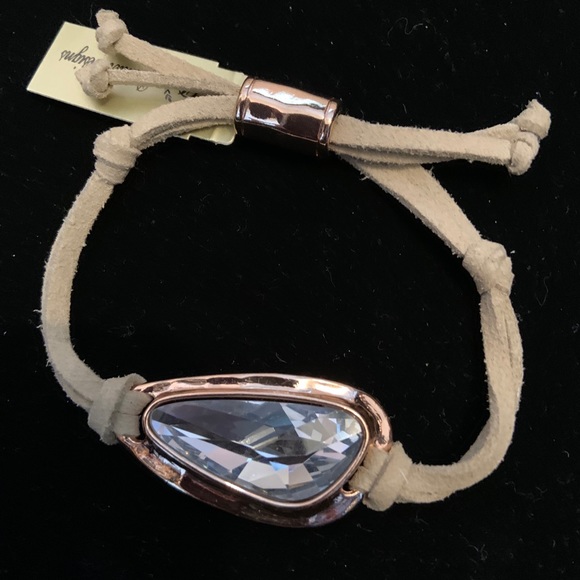 Beige suede with crystal stone adjustable bracelet - Picture 1 of 2